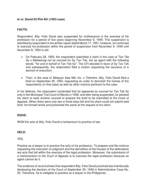 in david 93 phil 461|In re David Case Digest .